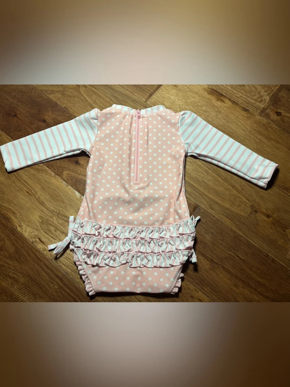 NEW Twins Matching Set Ruffle Butts Swim Bathing Suit Rash Guard Pink 6-12-18M